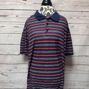LuLaRoe Navy and Red Striped Polo Shirt - Bud